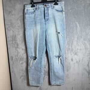 Prosperity Distressed Mom Jeans Womens 31 Light Wash High Rise Ripped Denim